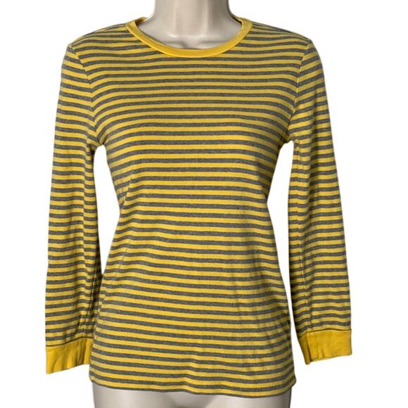 J. Crew Yellow and Gray Striped Crew Neck Shirt Size S - Picture 1 of 6